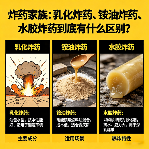 孟州炸药家族：乳化炸药、铵油炸药、水胶炸药到底有什么区别？
